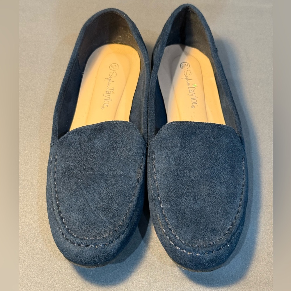 SOPHIA TAYLOR Women's Shoes Flats Slip On Blue Sued Cushioned Casual S-9.5 M-A